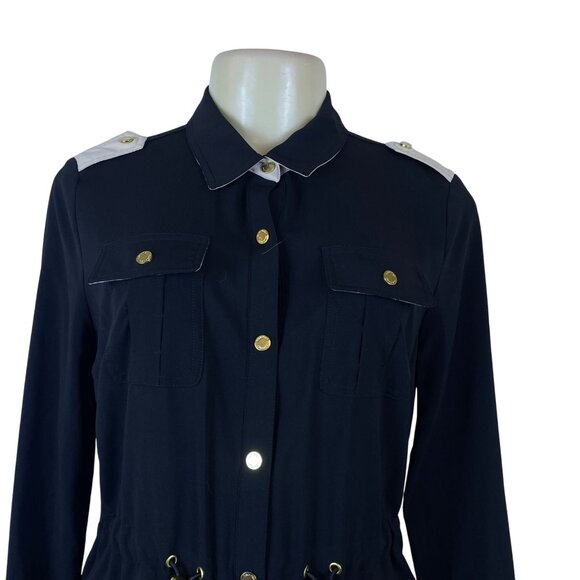 Calvin Klein Women's Black Dress Snap Button Waist Accents Size 10P - Picture 4 of 10